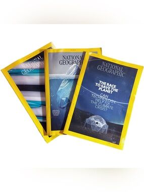 National Geographic Magazine Bundle 3 Issues Climate Change: Technology, Plastic